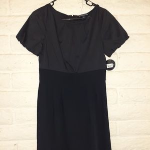 Democracy Short Sleeve Black Two Tone Midi Dress